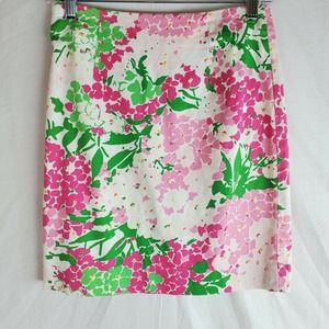 CC - Lauren Ralph Lauren Pencil Skirt Women's 2 Pink Floral Watercolor Stretch